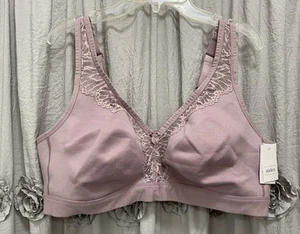 Auden Wire Free Unlined Bra 42C Dusty Pink Lace Back Close Feminine Comfort NWT - Picture 1 of 12