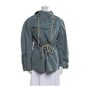 Ulla Johnson Grady Adirondack Jacket Womens XL Salt Water Blue Cotton Hooded Tie - Picture 1 of 12