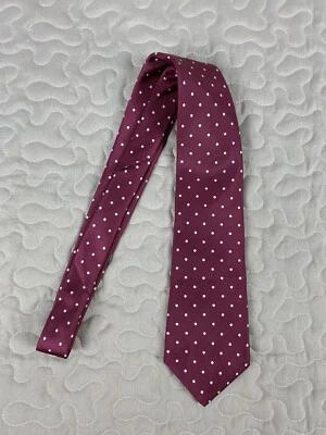 Oakton LTD 100% Silk Mens Neck Tie Red Polka Dot 55x3.5 - Image 1 of 3