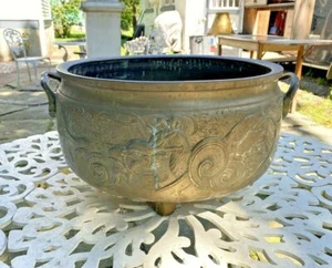 Antico drago e leone in bronzo influenzato orientale decorato con manico Jardinière - Foto 1 di 7