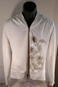 High Sierra Hoodie Womens Full Zip Floral Slash Pockets Long Sleeve XL Cream - Picture 1 of 5