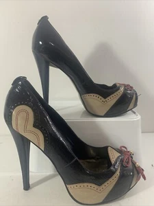 RIVER ISLAND Patent Leather Platform Stiletto heels. Brogue style. Size 6 - Picture 1 of 12
