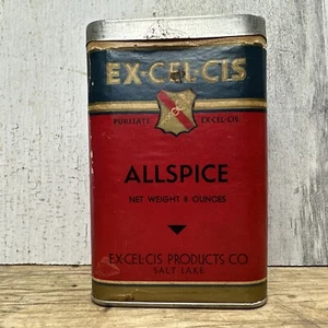 Vtg Ex-Cel-Cis Spice Tin Allspice Ex Cel Cis Products Salt Lake Advertising LRG - Picture 1 of 8