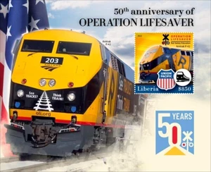Trains Operation Lifesaver 50th Anniversary MNH Stamps 2022 Liberia S/S - Picture 1 of 1