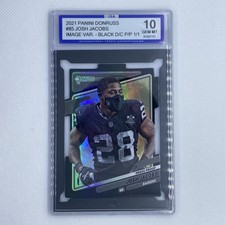 2021 Panini Donruss Black Press Proof Die Cut Josh Jacobs ISA 10 #85 1/1