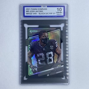 2021 Panini Donruss Black Press Proof Die Cut Josh Jacobs ISA 10 #85 1/1