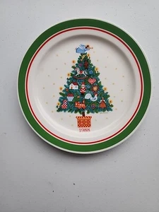 HALLMARK ALBERI DI NATALE PIATTO 1988 Albero di Natale nostalgico VINTAGE 8" - Foto 1 di 7