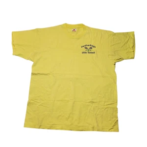 VTG 90s Heather Ridge USTA Tennis Tee T-Shirt XL Yellow Single-Stitch - Picture 1 of 8