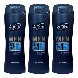 3 Pack Suave Men 2 in 1 Ocean Charge Shampoo & Conditioner 12.6 oz Lightweight - Picture 1 of 8