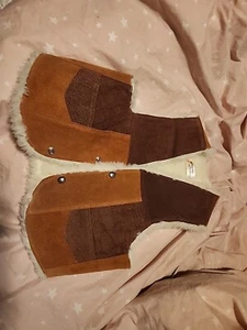 Genuine Leather Made In Mexico Sherpa Lined Vest Button Up 12 - Picture 1 of 3