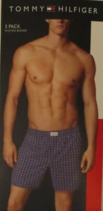 3 TOMMY HILFIGER BOXERSHORTS BLAU ROT WEISS GEWEBTE BAUMWOLLE UNTERWÄSCHE - M L XL XXL - Bild 1 von 42