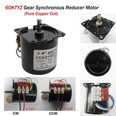 60KTYZ Synchronous Gear Motor 14W AC220V 1.2RPM 2.5RPM 5RPM 8RPM~80RPM CW/CCW - Bild 1 von 4