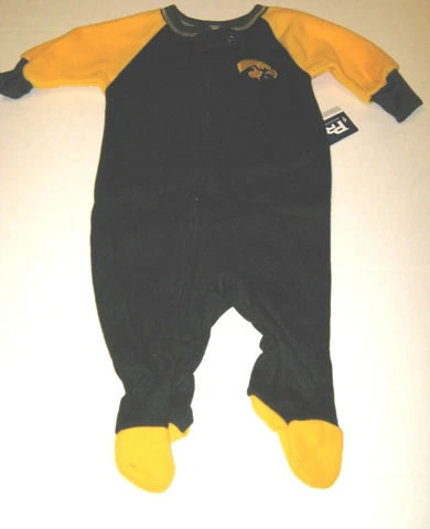 Iowa Hawkeyes Fleece Sleeper Zip Up Footed Pajamas New NWT Infant Baby 6-9 Month Cover