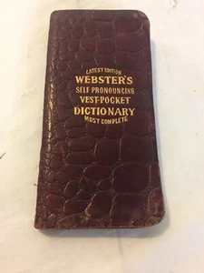 Antique 1905 Webster Dictionary Vest Pocket Self-Pronouncing Black Leather Bound - Picture 1 of 6
