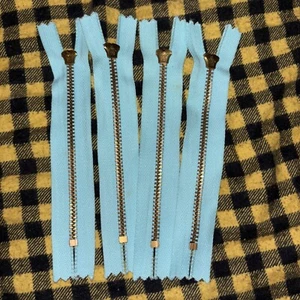 4 Brass 5” Lt Blue YKK Jean Zips Heavy Duty Closed End Trouser Zipper Metal - Picture 1 of 7