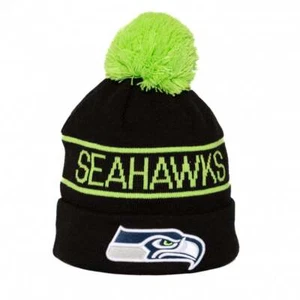 New Era Seattle Seahawks Storm III Gorro Deportivo Tejido Pom Sombrero Negro Unisex - Imagen 1 de 4