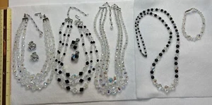 Lot Of 7 Vintage High End Aurora Borealis Crystal Necklaces, Earrings, Bracelet - Picture 1 of 11