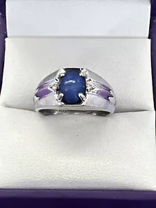 💎 10K Weißgold Diamant Vintage Stern Saphir Herren Ring Größe 7 - Bild 1 von 8
