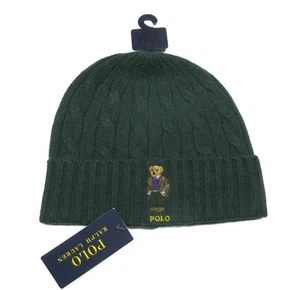 Polo Ralph Lauren Hombre Verde Cable Tejido Polo Oso Lana Cachemira Puños Gorro - Imagen 1 de 2