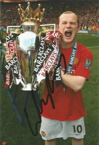 MAN UNITED: WAYNE ROONEY SIGNED 6x4 PREMIER LEAGUE TROPHY PHOTO+COA **PROOF** - Picture 1 of 2