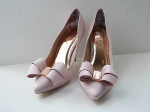 Skalet Bow Pointed Toe Pumps Heels by Ted Baker (Light Pink Satin) US 6.5 - Picture 1 of 7