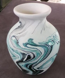 Nemadji Pottery 5.5" Blue Green Swirl Vase Made in Minnesota - Picture 1 of 1