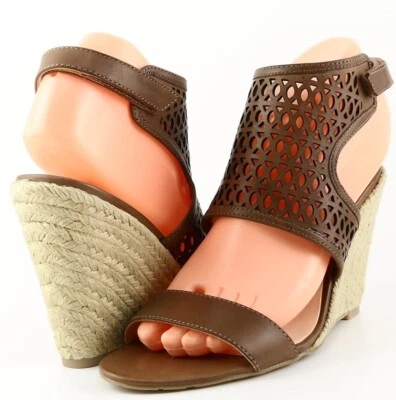 $99 BOUTIQUE 9 VIOLANDA Sandalias de cuña alpargata de diseñador de cuero natural 7,5 Foto 1 de 4