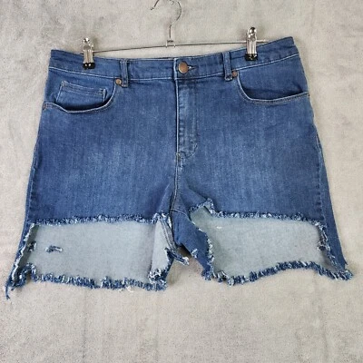 Pantalones Cortos Para Mujer Coldwater Creek Corte Desgastado Azul Denim Ajuste Natural Talla 14 Foto 1 de 4