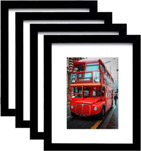 8X10 Picture Frame Set of 4,Black Photo Frame with Mat Display Pictures 5X7 or 8 - Picture 1 of 12