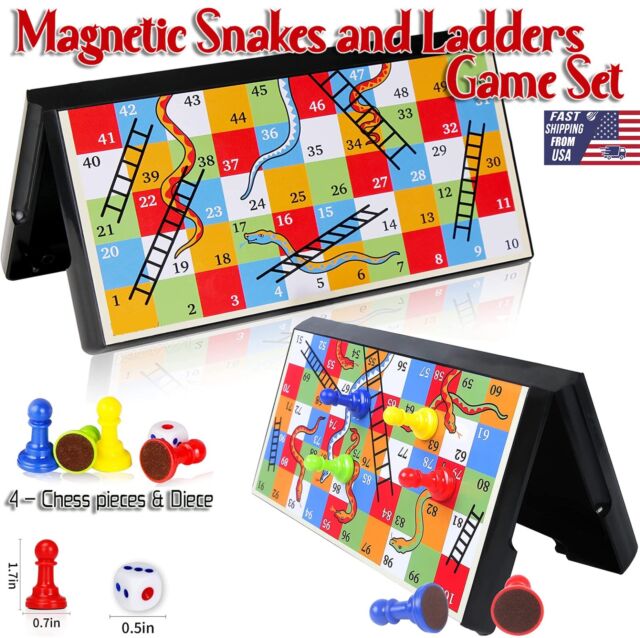 2-in-1 Reversible Wooden Snakes and Ladders, Ludo Game Set - 11.3 – Yellow  Mountain Imports