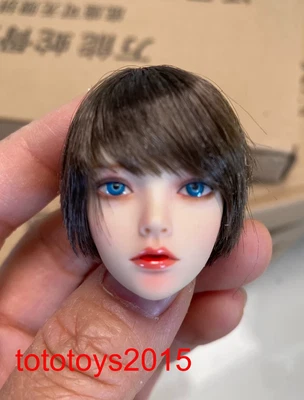 Скульптура головы девочки с короткими волосами 1:6 для женского бледного тела фигурки 12 дюймов PH TBL - Изображение 1 из 4