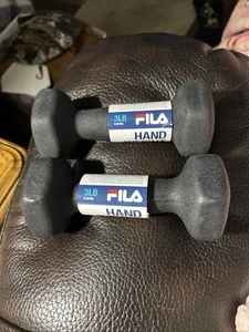FILA Pair Of 3lb Hand Weights BLACK Dumbbells Weights BRAND NEW - Picture 1 of 10