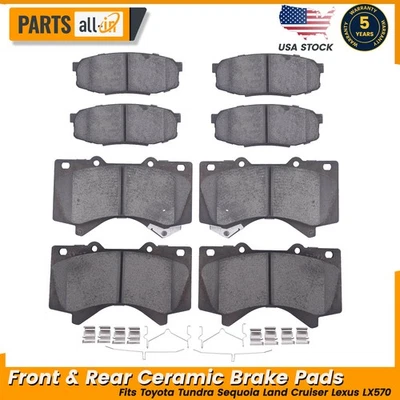 Pastillas de freno delanteras traseras de cerámica para Toyota Tundra Sequoia Land Cruiser 2008-2021 Foto 1 de 4