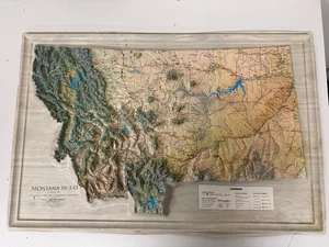 1. Auflage 1972 MONTAN in 3-D - Kistler Graphics - 3D Raised Topographic Map - Bild 1 von 5