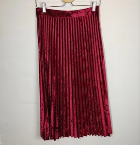 Falda Midi Plisada Terciopelo Rojo Colección M&S Talla 10 - Imagen 1 de 12