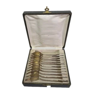 08L13 ANCIEN SERVICE ARGENT MASSIF 800 12 PETITES CUILLERES MODELE CHINON FILET - Picture 1 of 14