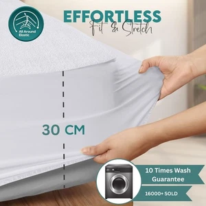 Protector de colchón 100 % impermeable toalla de rizo sábana ajustable funda de cama doble todo - Imagen 1 de 36