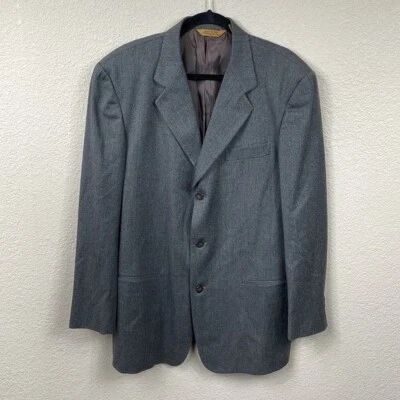 Donna Karan 纽约羊毛弹力西装外套夹克希瑟灰色 3 按钮尺寸 42 — 第 1/4 张图片