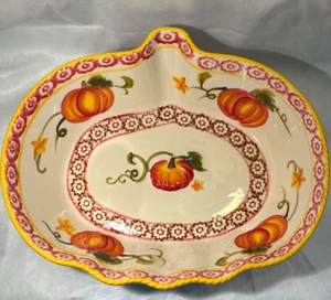 Cazuela Temptations Fall Harvest 2 cuartos de galón Old World cuenco para servir pintado a mano - Imagen 1 de 18