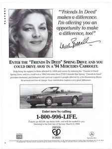 Anuncio impreso vintage "Friends In Deed" Spring Drive - Lauren Bacall - abril 1994 - Imagen 1 de 5