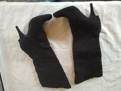 Fergalicious by fergie LEXY Size 7.5 Black Suede Like Fabric Boots - Image 1 of 4