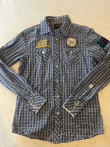Scotch & Soda Original Amsterdam Pearl Snap Western Plaid Shirt Size M Military - Picture 1 of 12