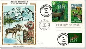 #2066 ALASKA STATEHOOD, CHRISTMAS GREETINGS COLORANO SILK NAKANO PERFINS FDC - Picture 1 of 1