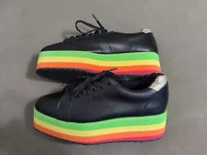 New Very Volatile Women's Black Size 8 Rainbow Platform Leather Shoes - Picture 1 of 8
