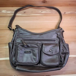 Multi Sac Purse Casual Shoulder Bag Multi Dark Brown Pebbled Faux Leather - Picture 1 of 12