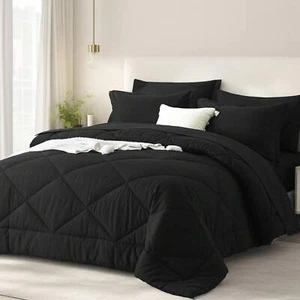 Piece Solid Color Comforter Set,Geometric Pattern Bedding Set,Queen,All-Season - Picture 1 of 123
