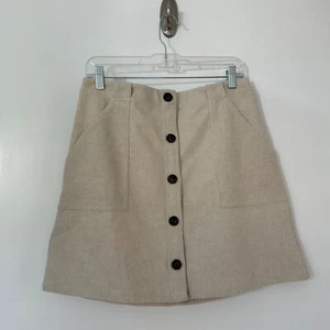 Banana Republic Women A-Line Denim 70S Style Mini Skirt Size 8 Groovy Safari Tan - Picture 1 of 10