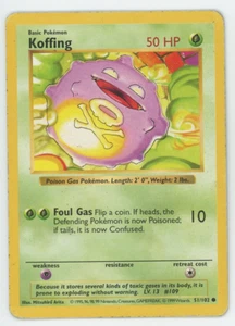 Koffing 51/102 Shadowless Casi Nuevo LP MP HP Juego de Base Común Pokémon Tarjeta WOTC - Imagen 1 de 7