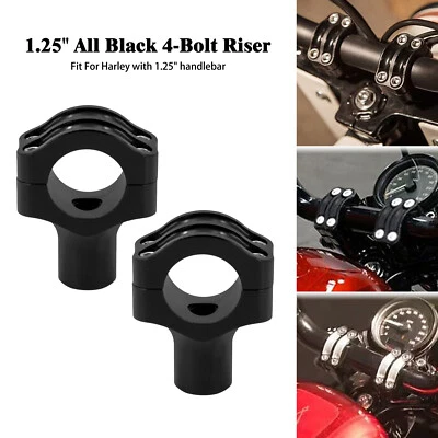 Black 1.25'' 32MM 4-Bolts Handlebar Riser Clamp Fit For Harley Touring FLH Dyna - image 1 of 4