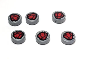 Lego-Minifigur Utensil-Menge 6-grau grau, runde Fliese 1 x 1, roter Kristall - Bild 1 von 1